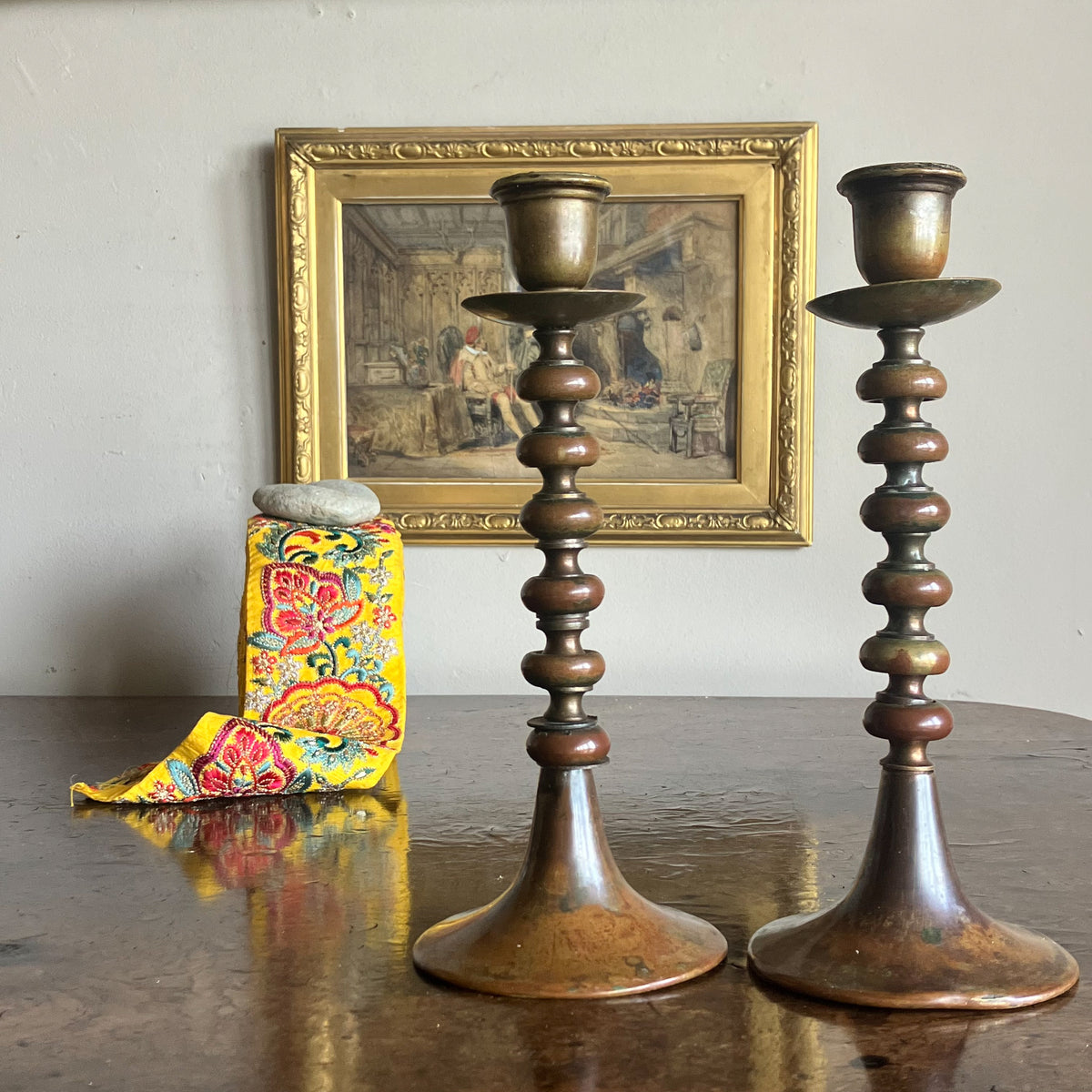 A Pair Early 19th Century Brass Candlesticks