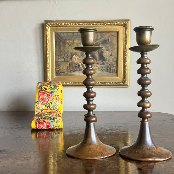 A Pair of Early 19th Century Brass Candlesticks