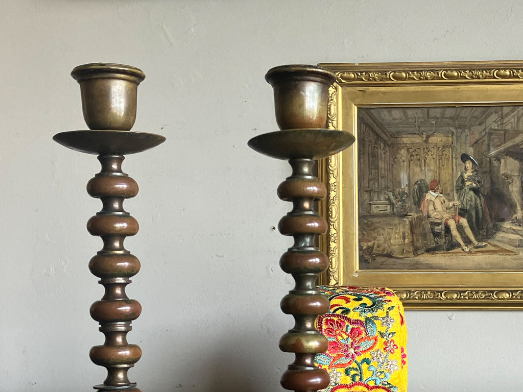 A Pair Early 19th Century Brass Candlesticks