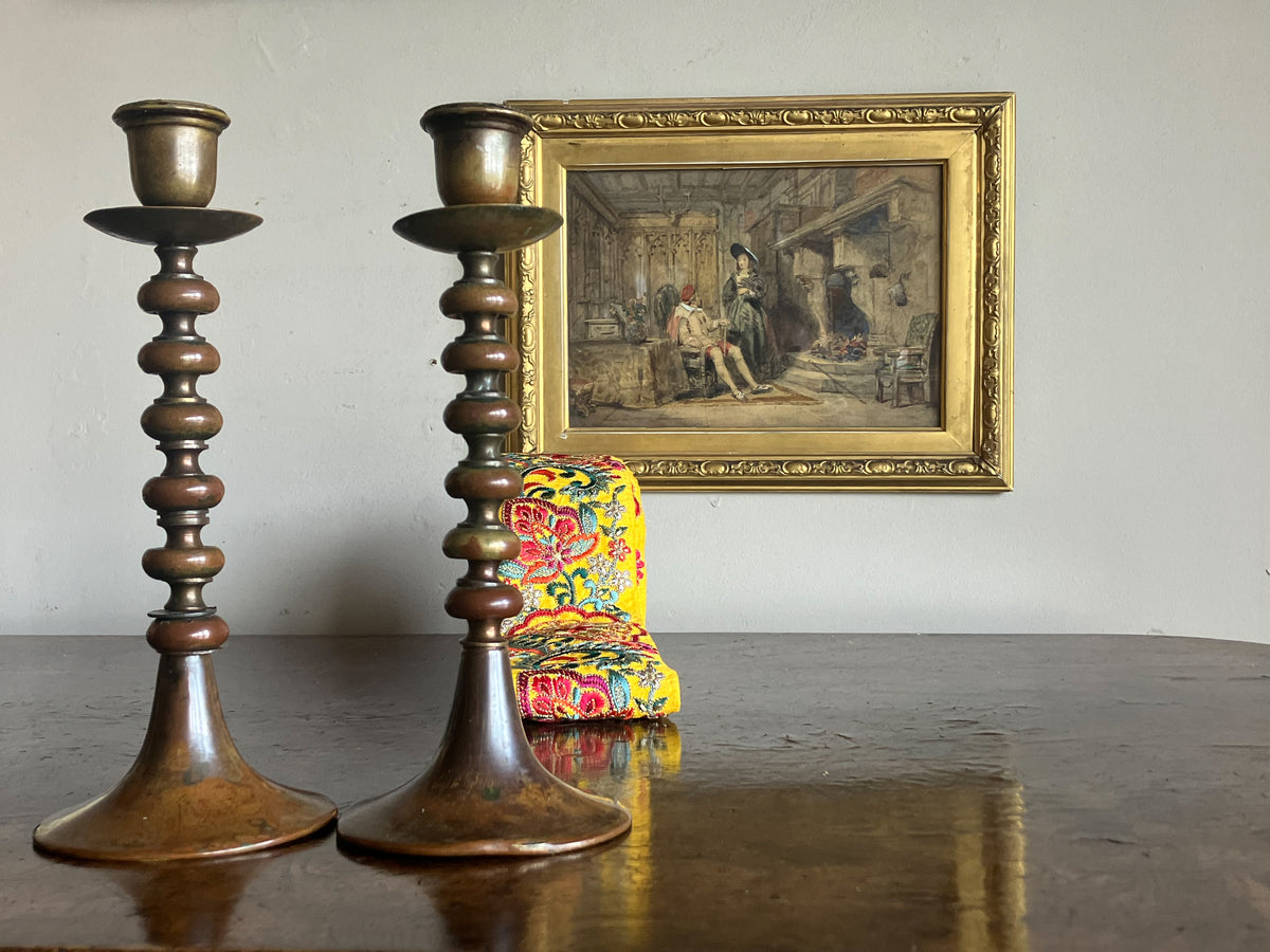 A Pair Early 19th Century Brass Candlesticks