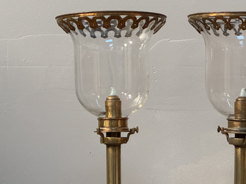 A Pair of Late 19th Century Ormolu Hurricane Lanterns