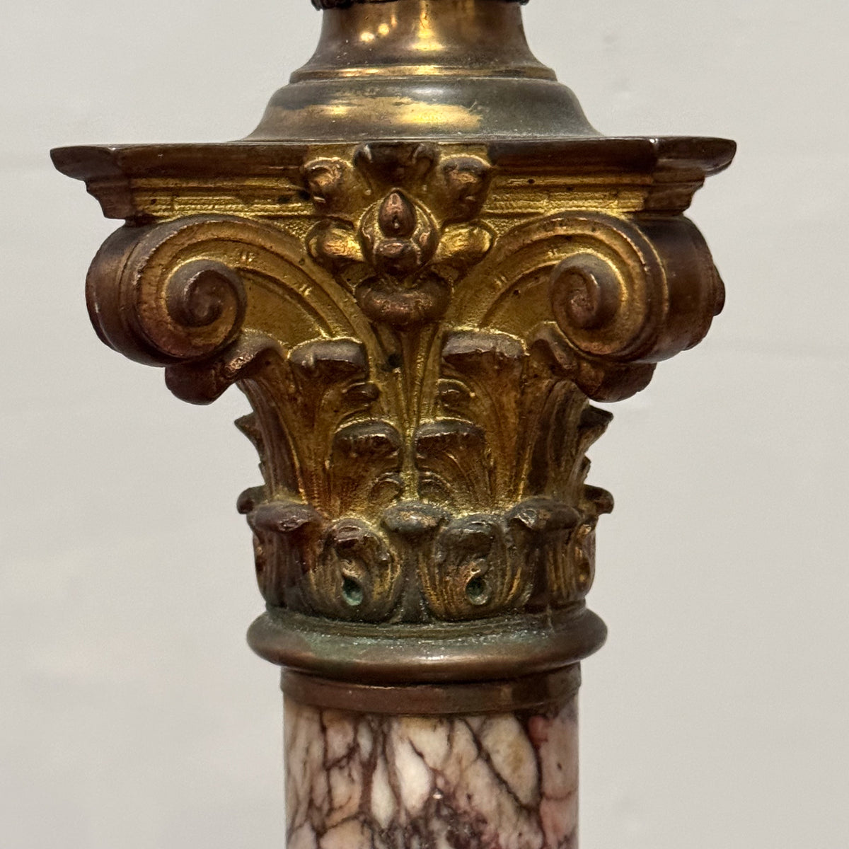 A Mid 19th Century Marble Column Lamp