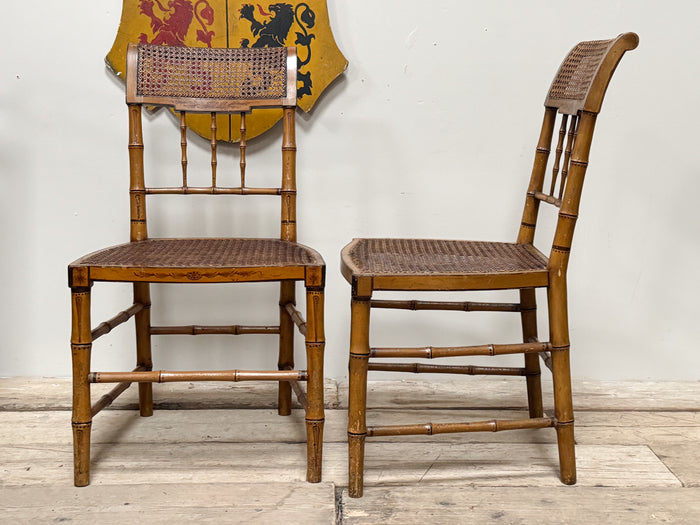 A Pair of Regency Faux Bamboo Chairs