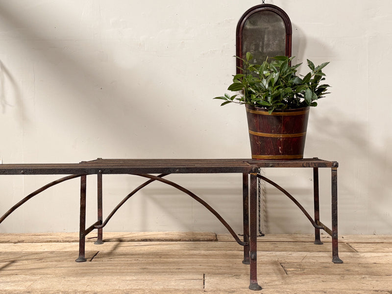 A Pair of Wrought Iron Strapwork Benches