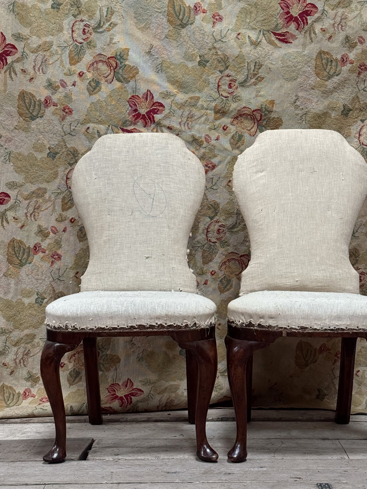 A Pair of George II Walnut Side Chairs