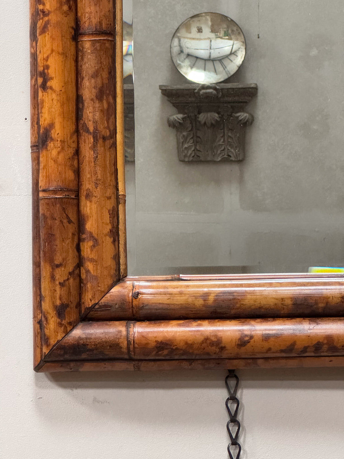 A Mid Century Italian Bamboo Cushion Mirror