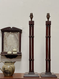 A Pair of Mahogany Cluster Column Lamps