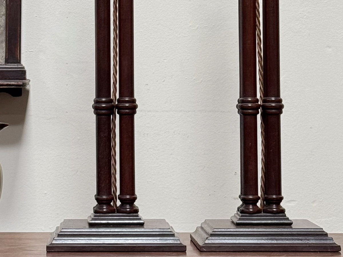 A Pair of Mahogany Cluster Column Lamps