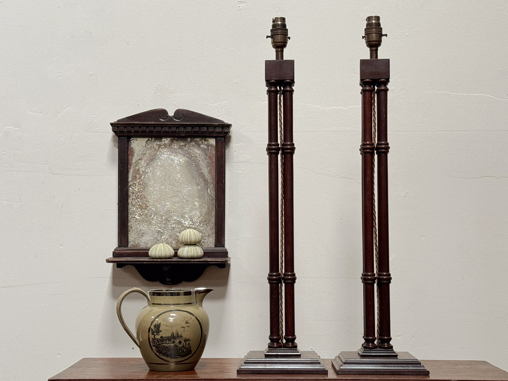 A Pair of Mahogany Cluster Column Lamps