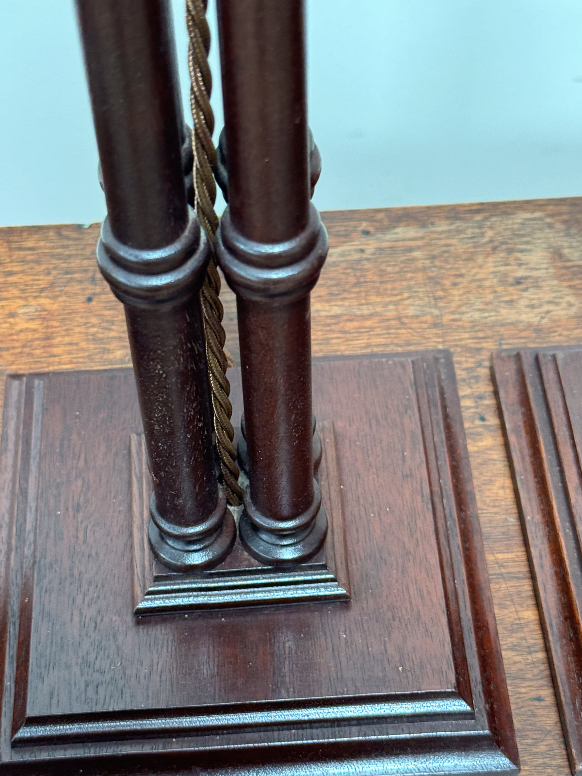 A Pair of Mahogany Cluster Column Lamps