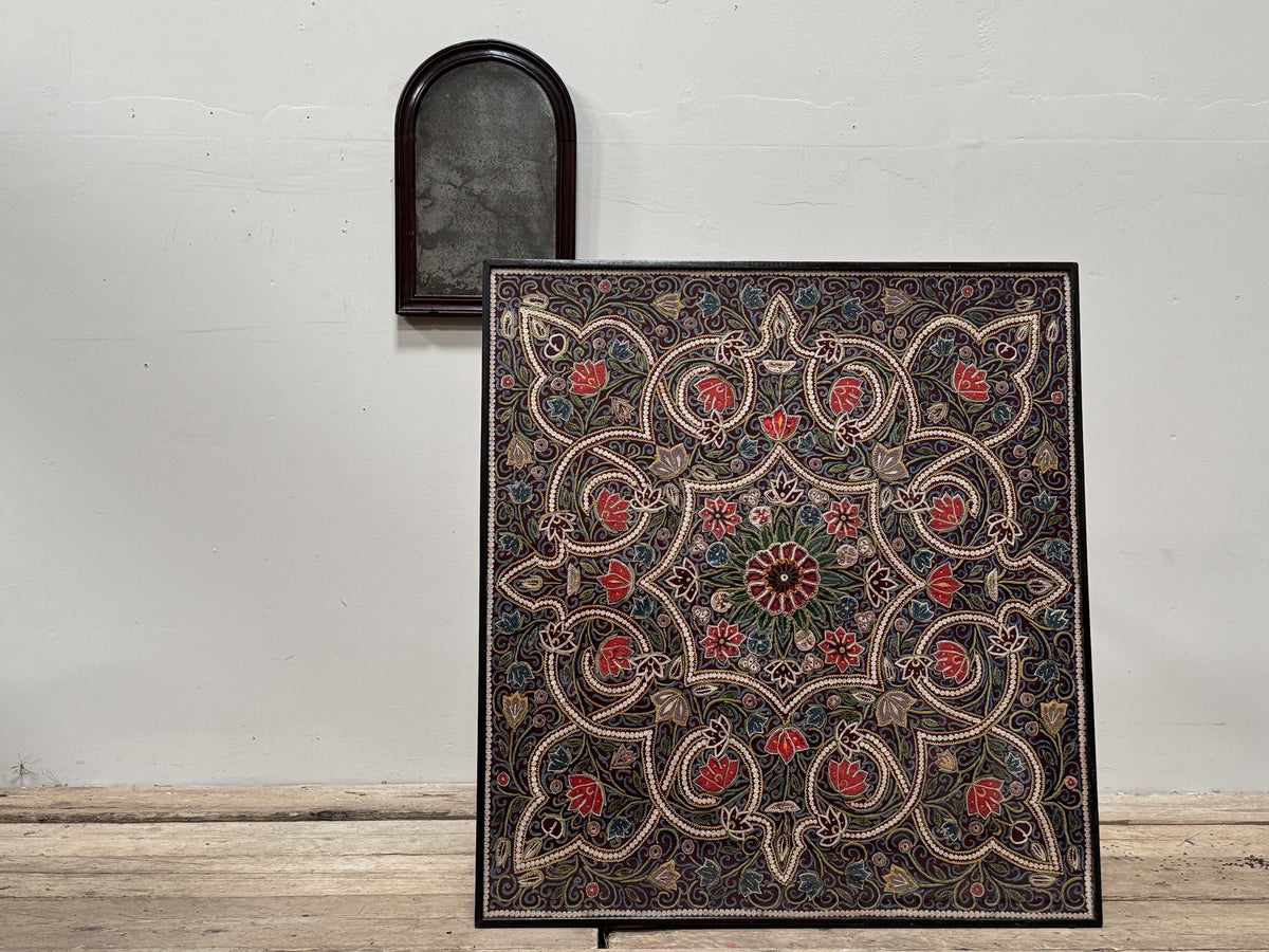 A 19th Century Azerbaijan Silkwork Panel on Table