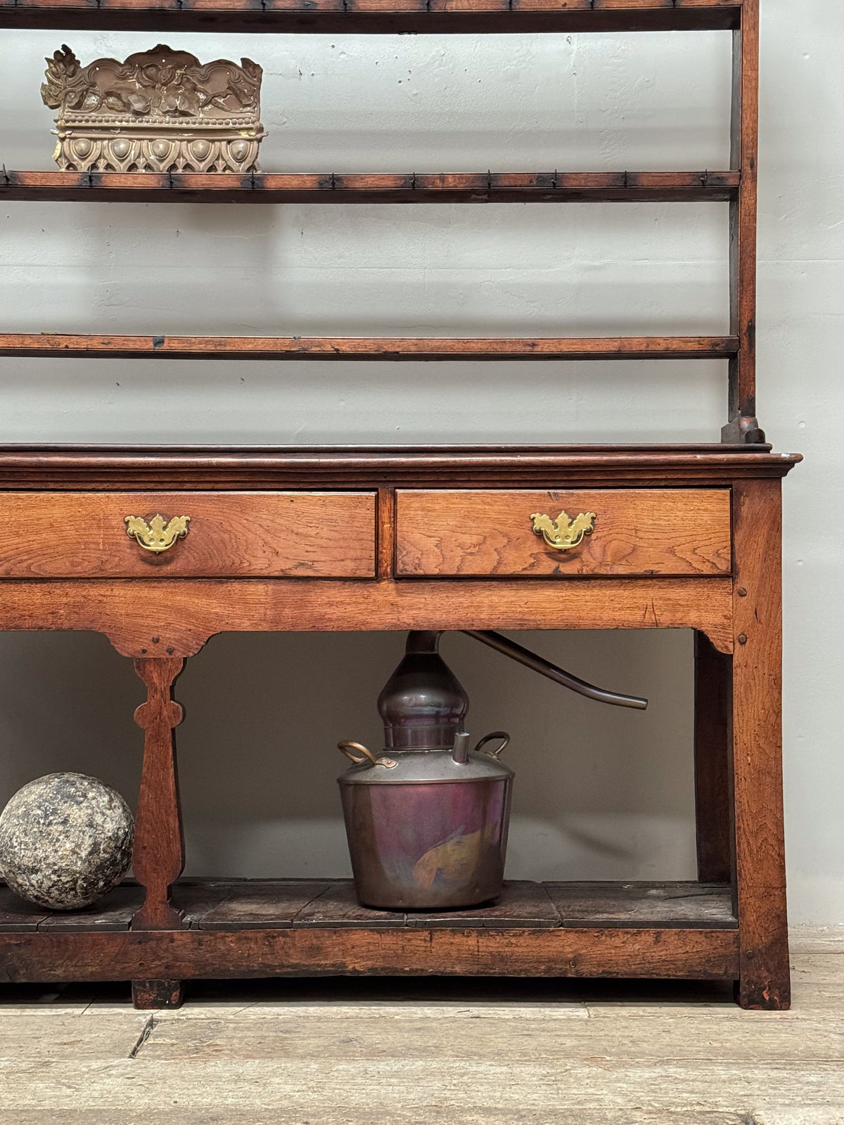 An 18th Century Oak Pot Board Dresser and Rack