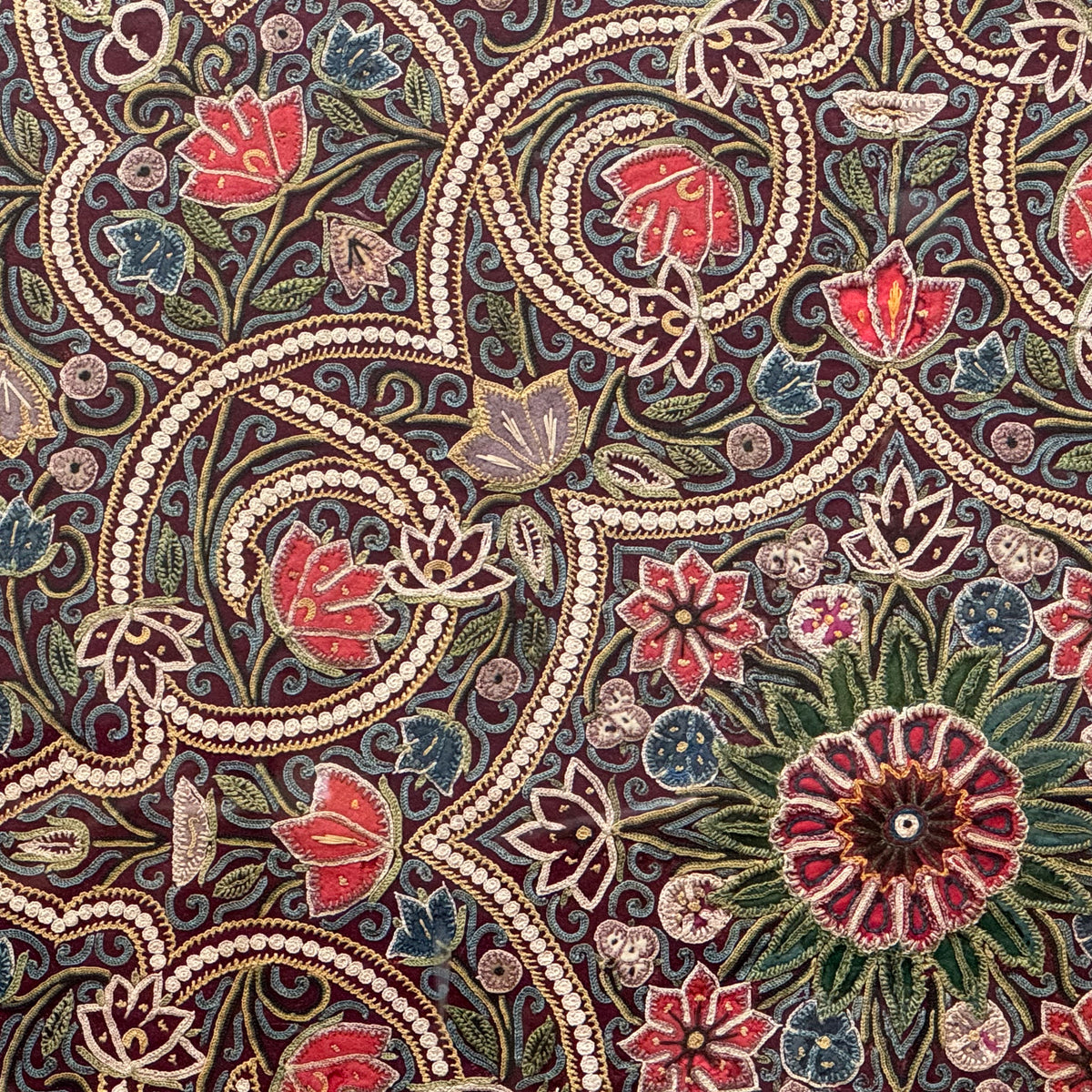 A 19th Century Azerbaijan Silkwork Panel on Table