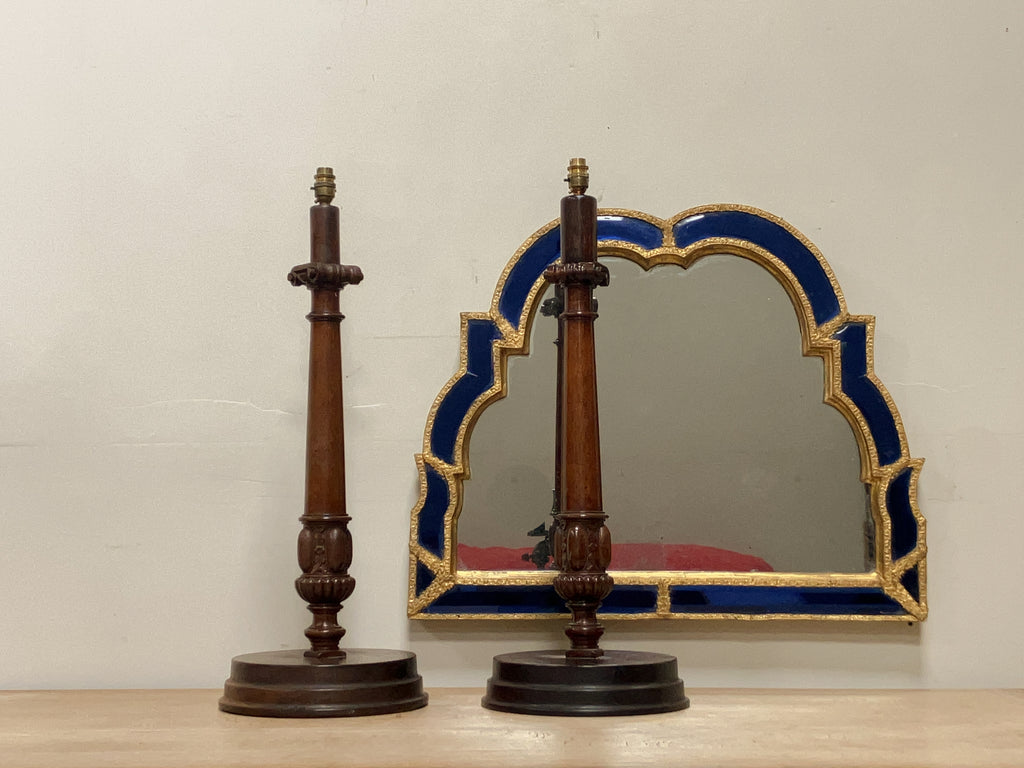 A Large Pair of Late 19th Century Mahogany Column Lamps