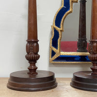 A Large Pair of Late 19th Century Mahogany Column Lamps