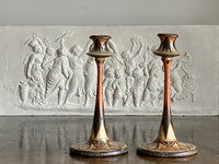 A Pair of Early 20th Century Painted Candlesticks