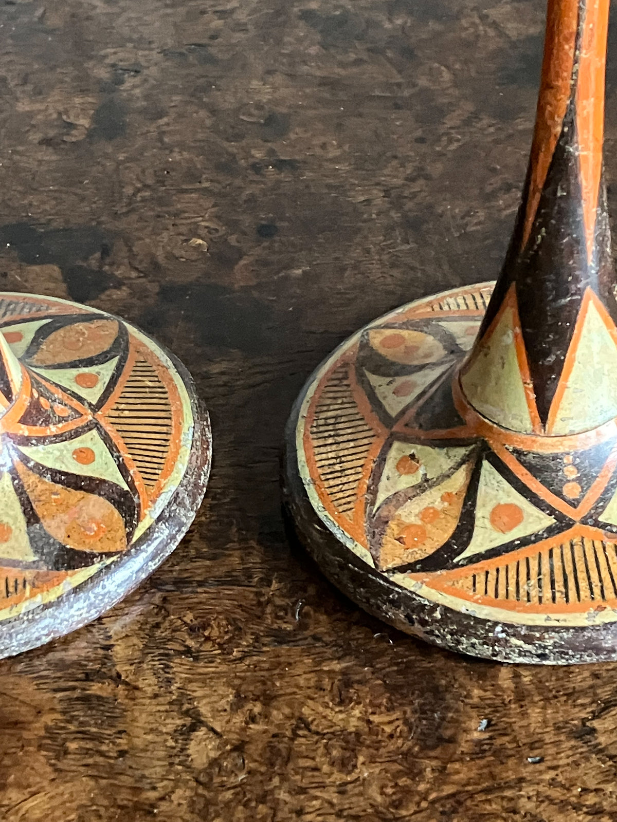 A Pair of Early 20th Century Painted Candlesticks