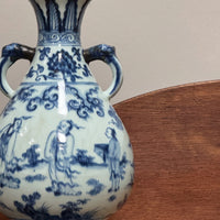 A Chinese Blue & White Porcelain Hu Vase Lamp