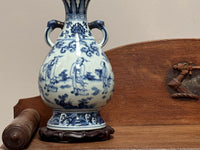 A Chinese Blue & White Porcelain Hu Vase Lamp