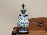 A Chinese Blue & White Porcelain Hu Vase Lamp