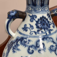 A Chinese Blue & White Porcelain Hu Vase Lamp