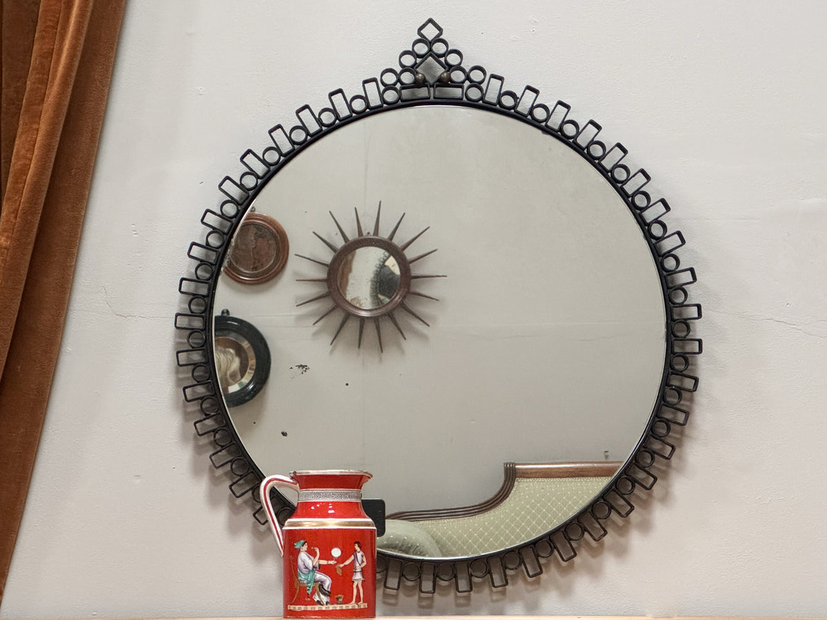 A Mid Century Steel Frame Mirror