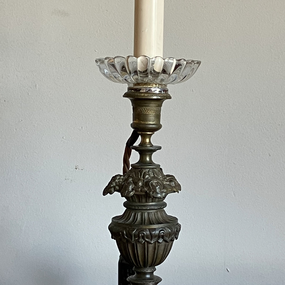 A French 19th Century Bronze Candlestick Lamp