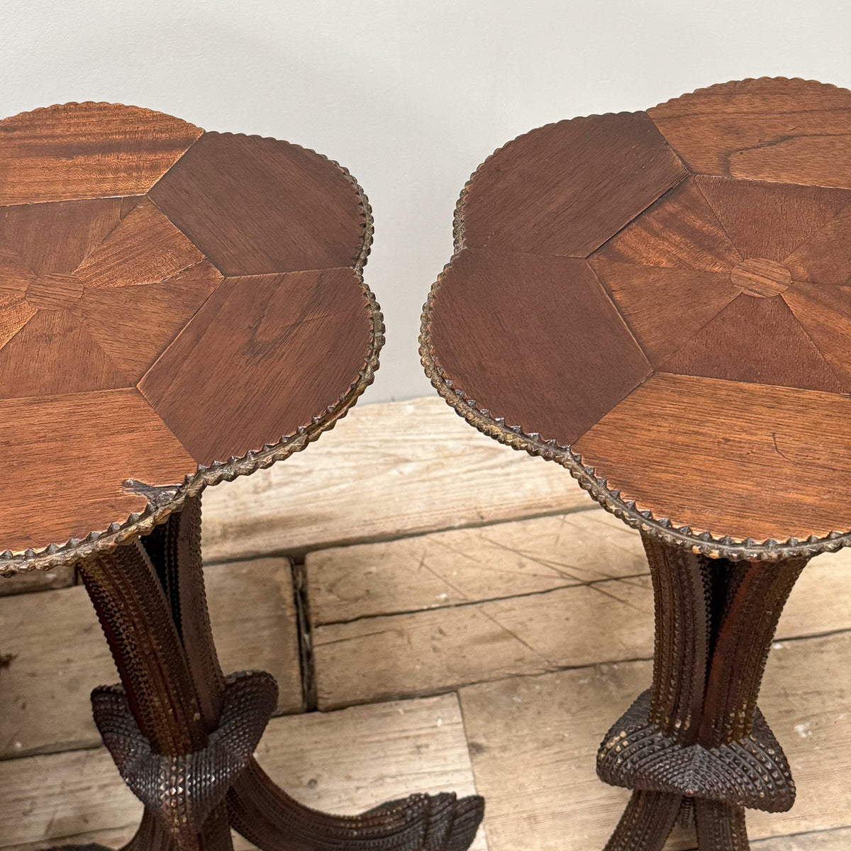 A Pair of 19th Century Tramp Art Stands