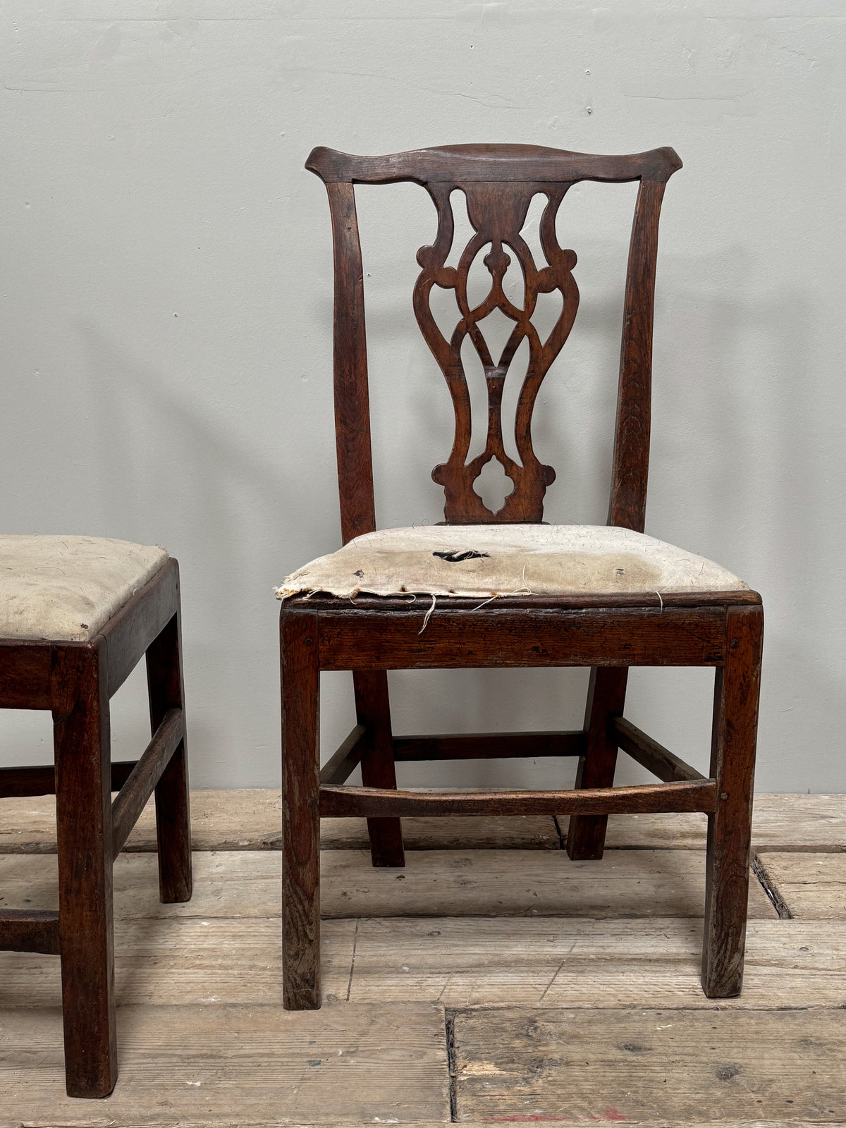 A Pair of Early George III Oak Chairs