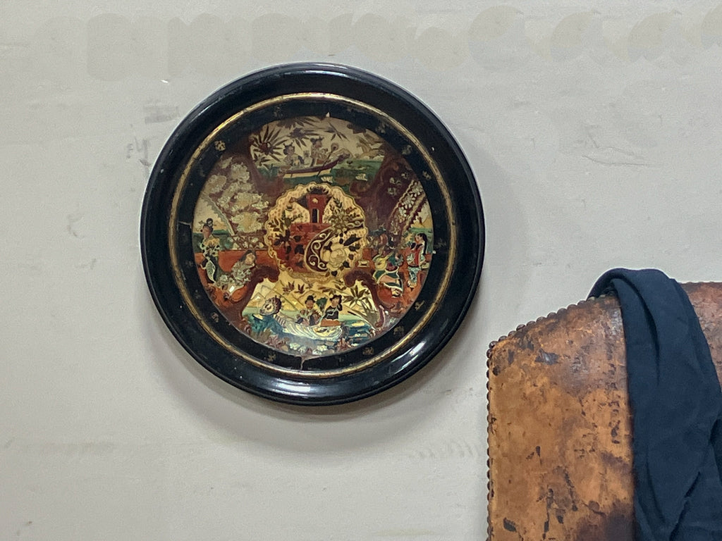 An Early 20th Century Enamel Painted Framed Plate