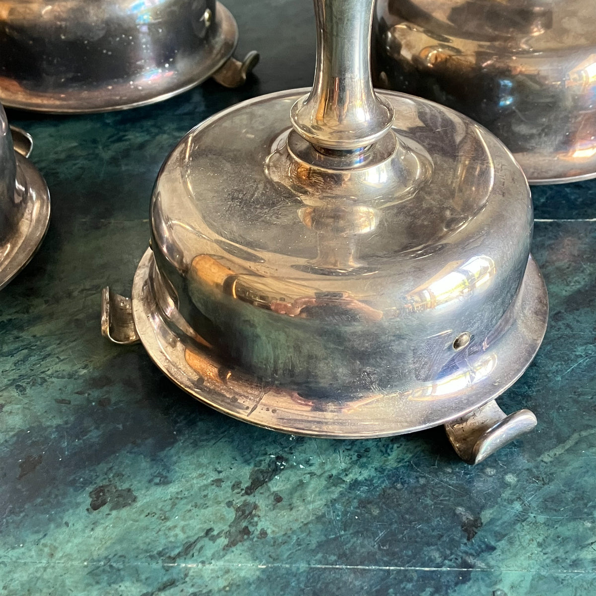 Early 20th Century Silver Pricket Candlesticks, now lamps