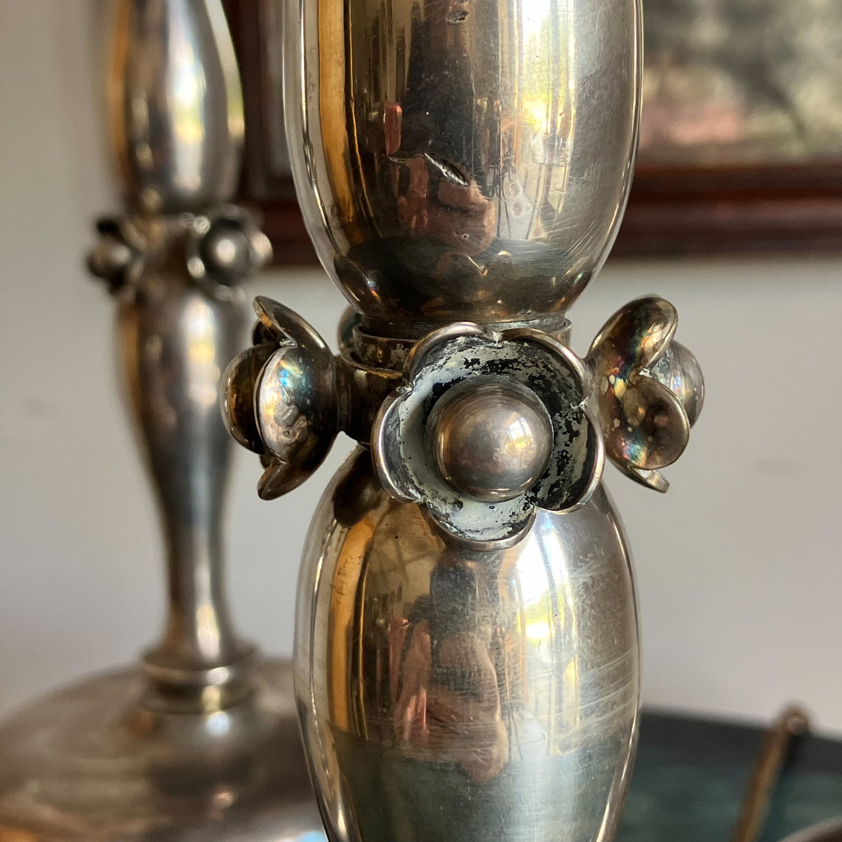 Early 20th Century Silver Pricket Candlesticks, now lamps