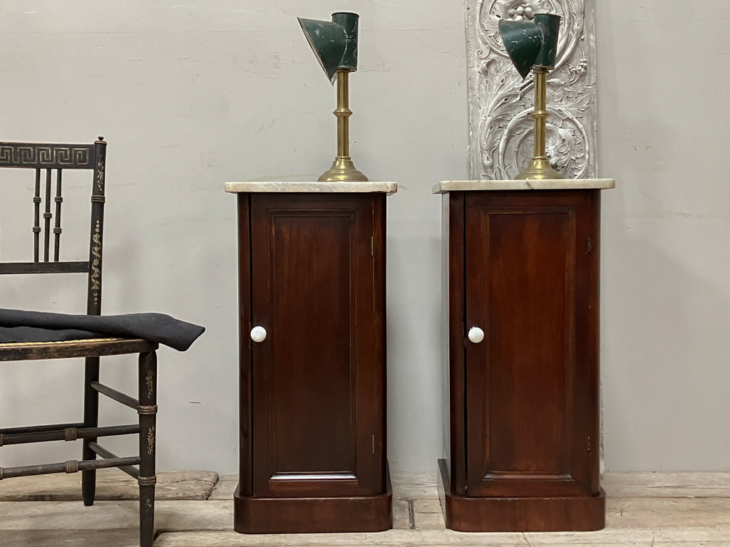 Two 19th Century Marble Top Mahogany Pot Cupboards