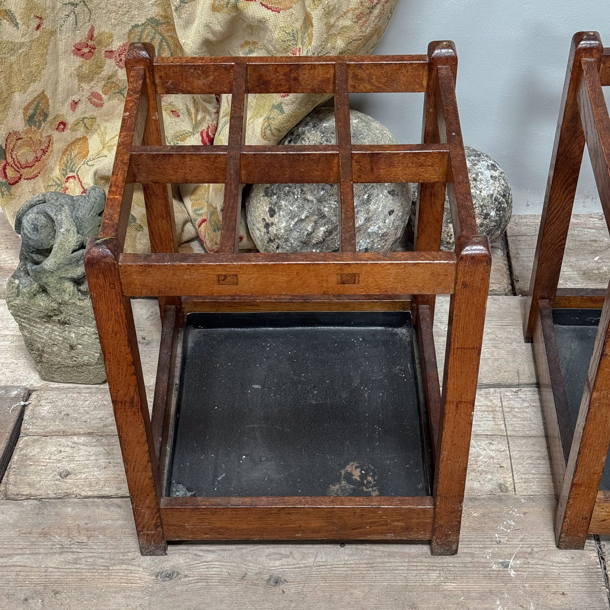 A Pair of Mid 19th Century Oak Stick Stands