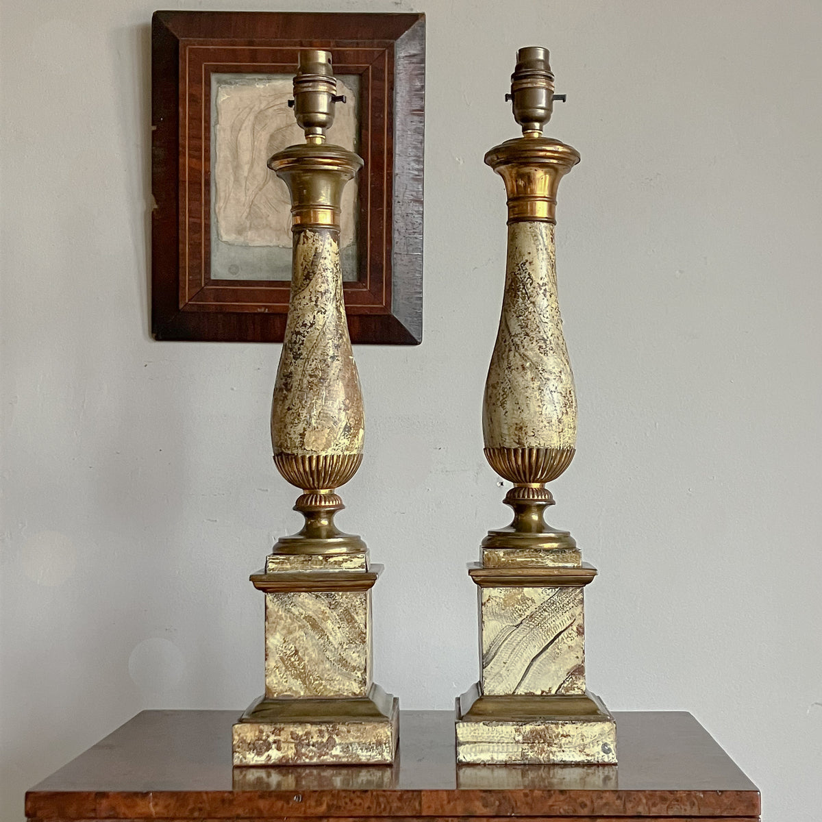 A Pair of Mid 19th Century Italian Toleware Lamps