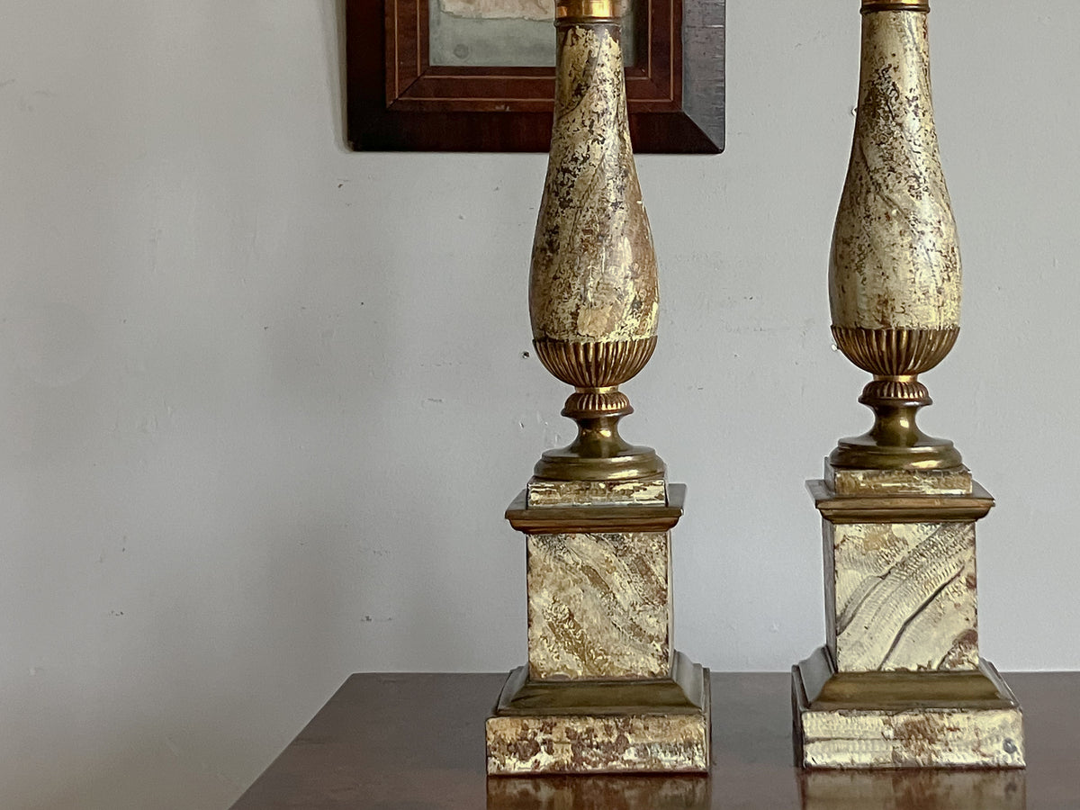 A Pair of Mid 19th Century Italian Toleware Lamps