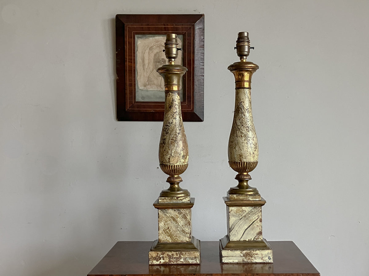 A Pair of Mid 19th Century Italian Toleware Lamps