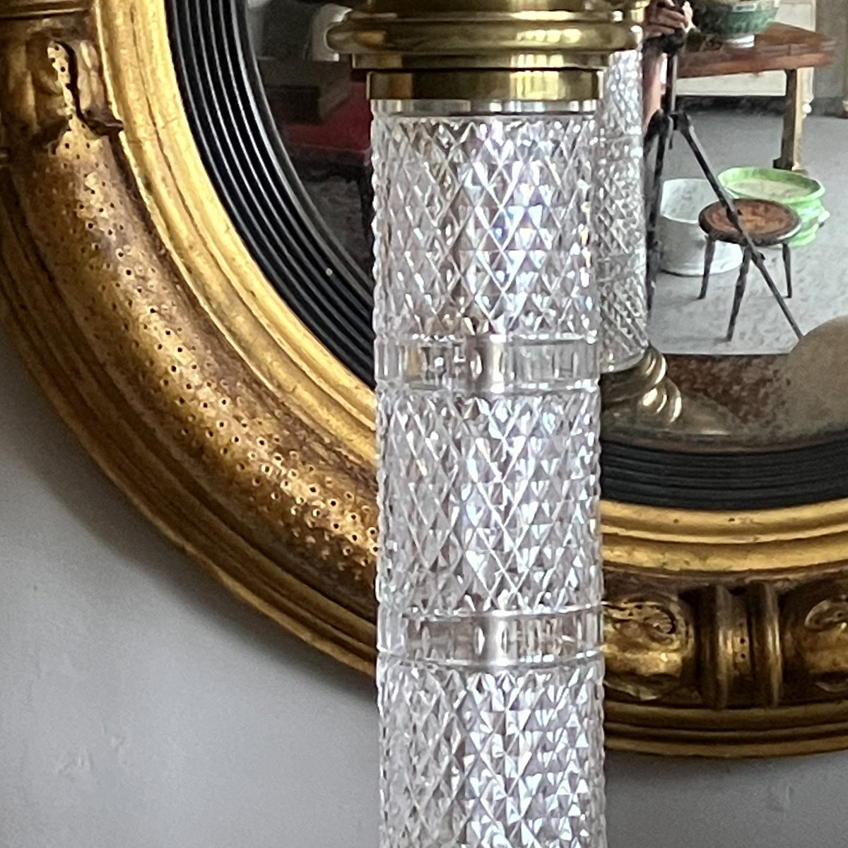 A Large 19th Century Brass and Glass Library Light