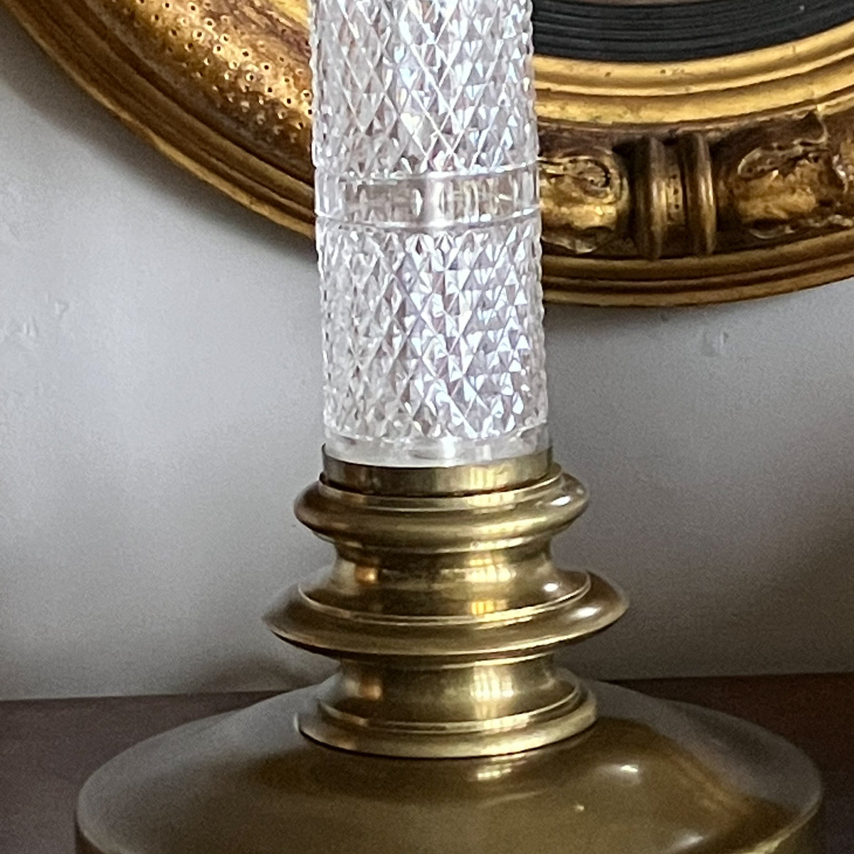 A Large 19th Century Brass and Glass Library Light