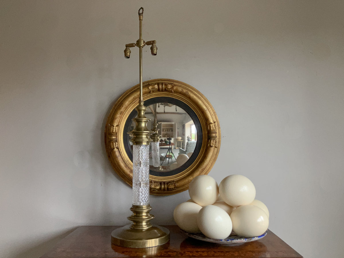 A Large 19th Century Brass and Glass Library Light