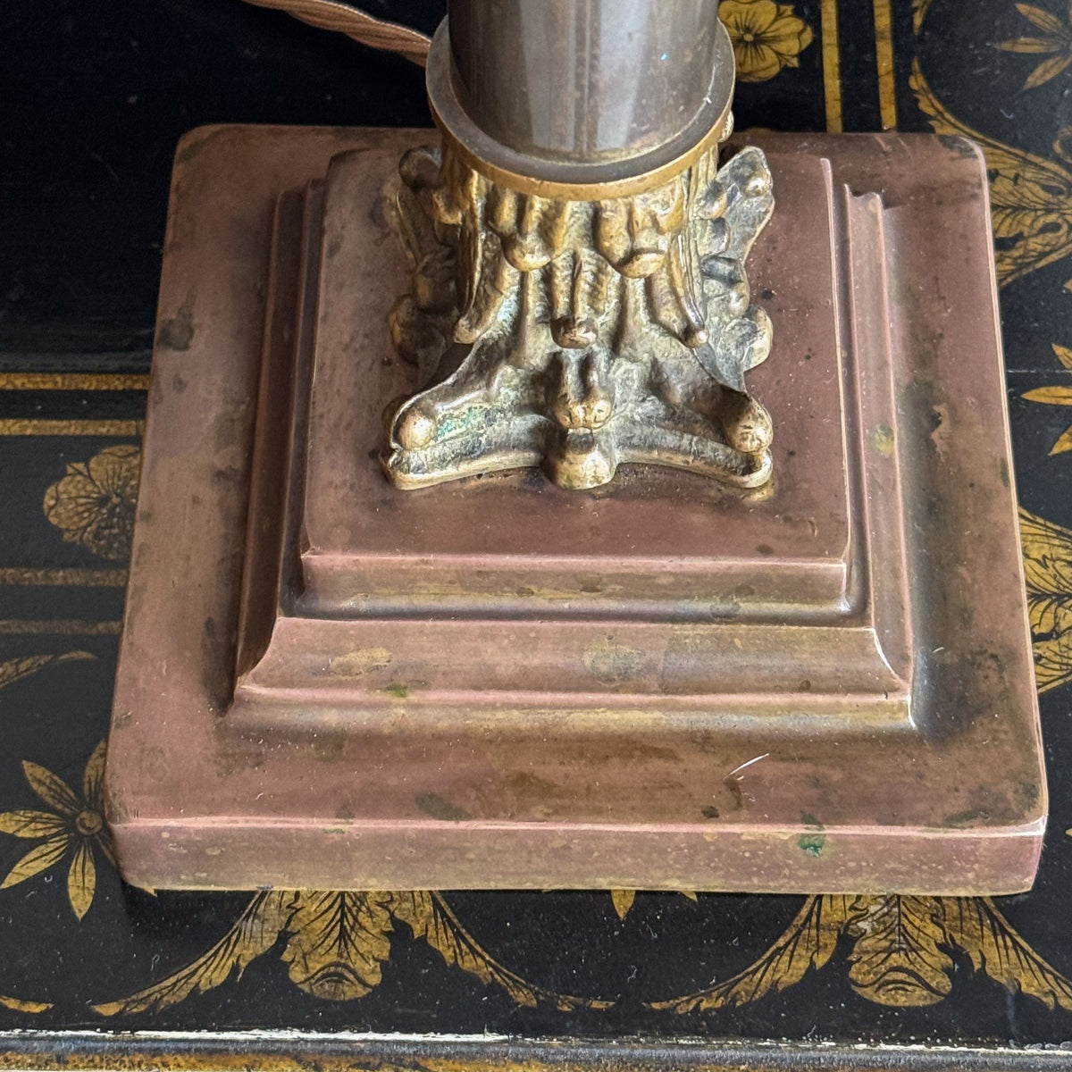 A 19th Century Brass Column Lamp