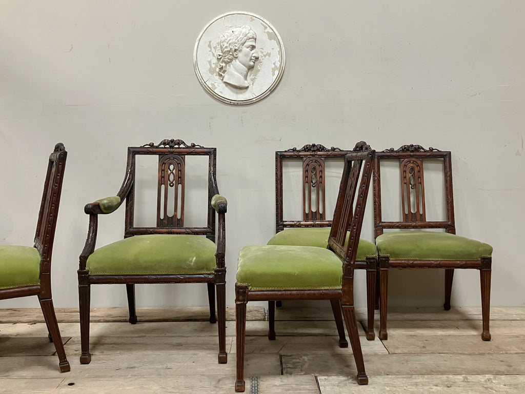 A Set of Six 18th Century Continental Mahogany Chairs