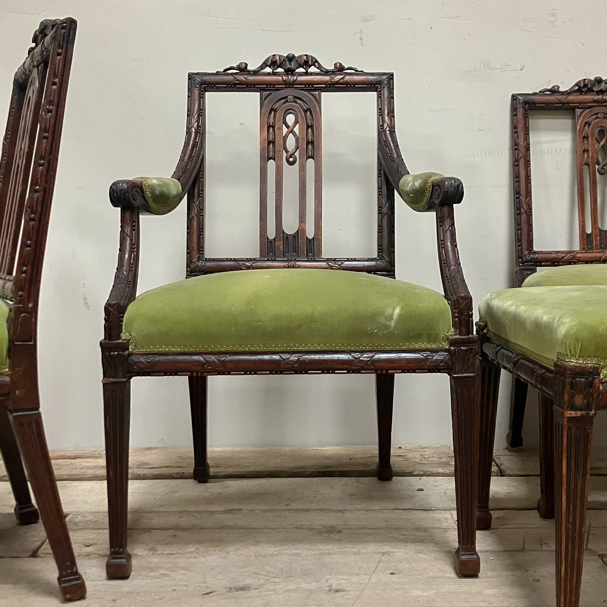 A Set of Six 18th Century Continental Mahogany Chairs