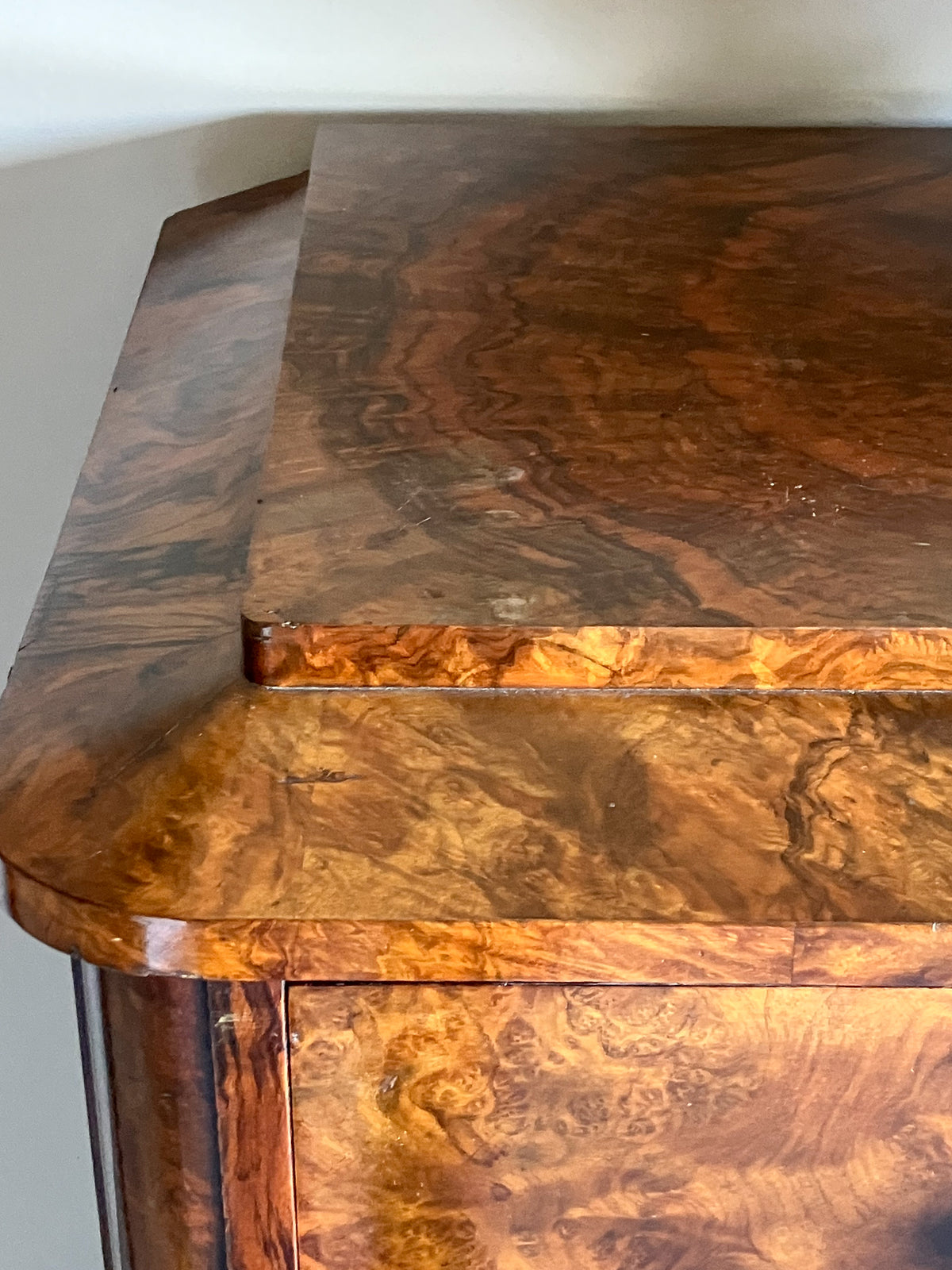 A Late 19th Century Walnut Veneered Chest of Drawers