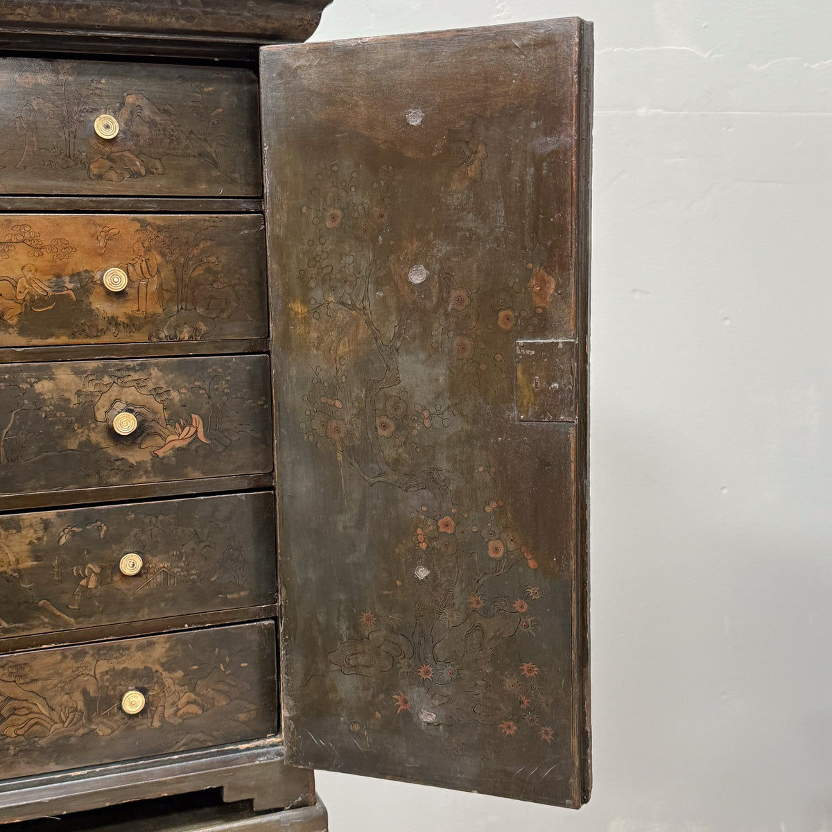 A Smaller 19th Century & Later Lacquered Chest on Stand