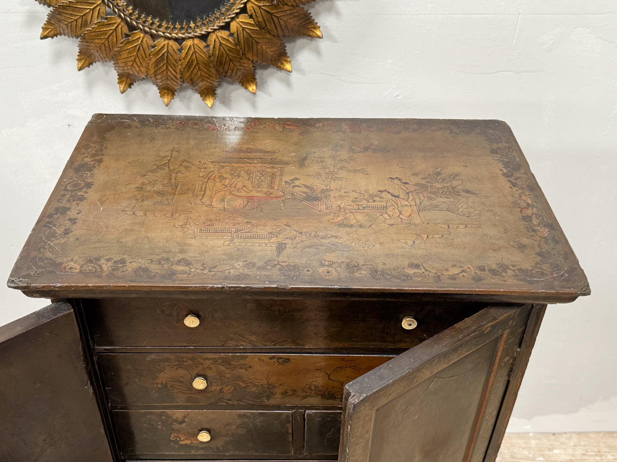 A Smaller 19th Century & Later Lacquered Chest on Stand