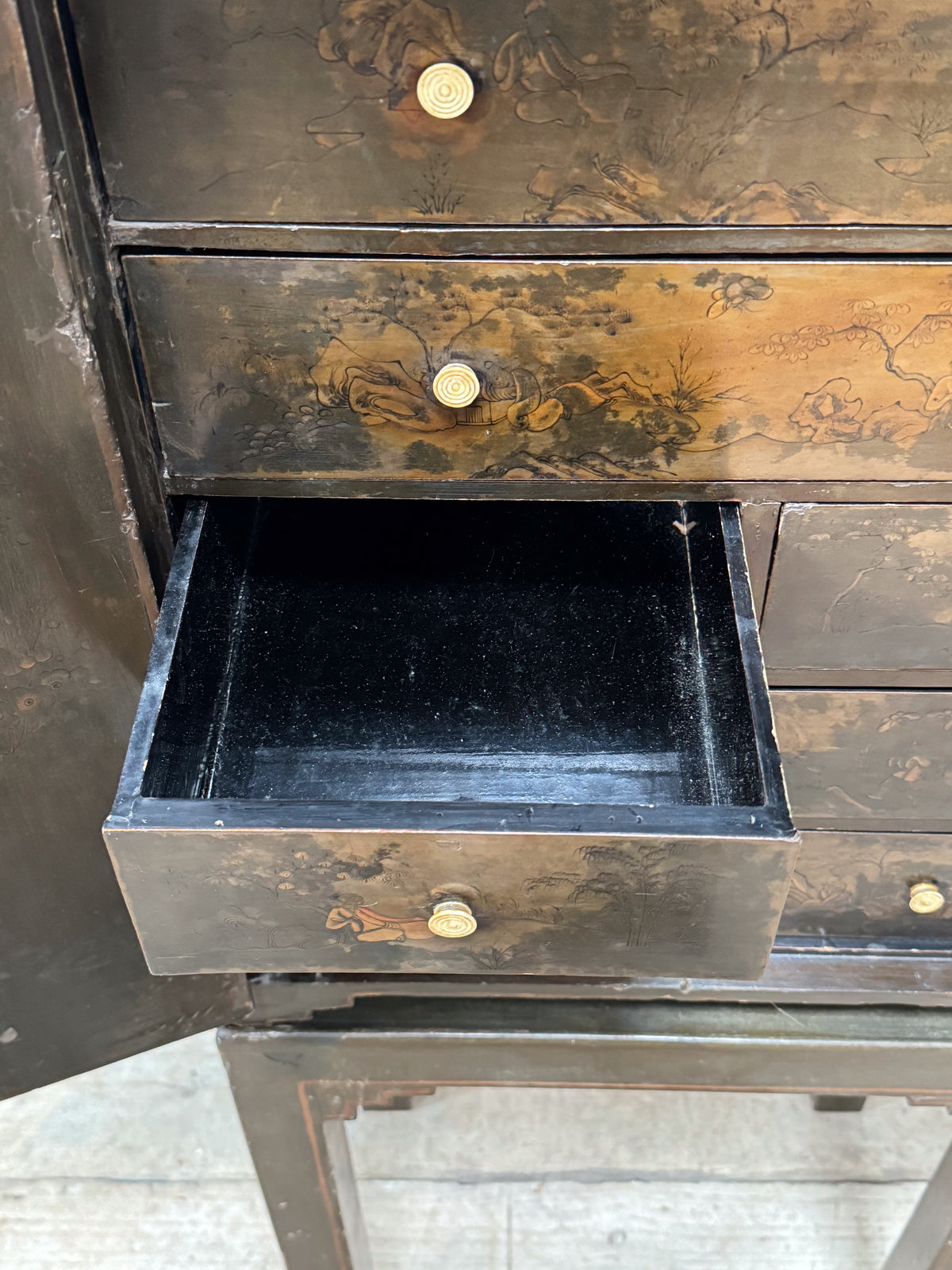 A Smaller 19th Century & Later Lacquered Chest on Stand