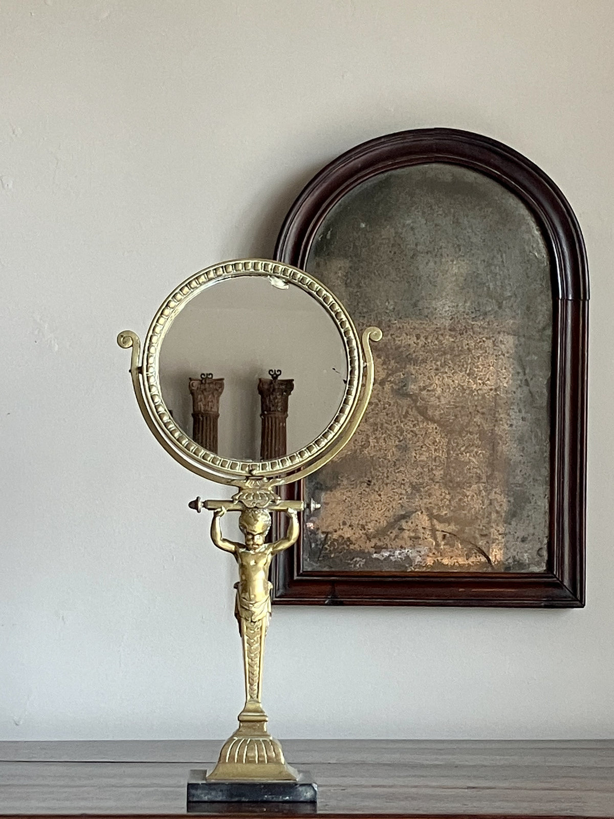 A George III Brass Shaving Mirror