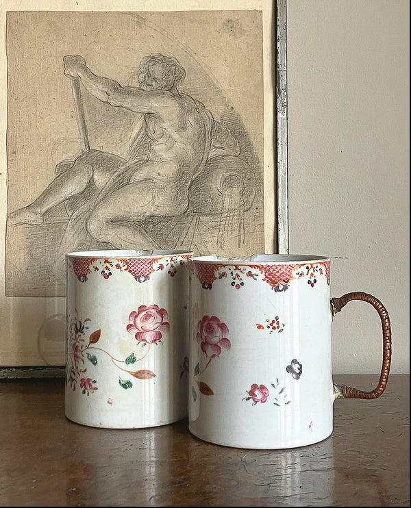 Two Qainlong Period Famille Rose Porcelain Mugs