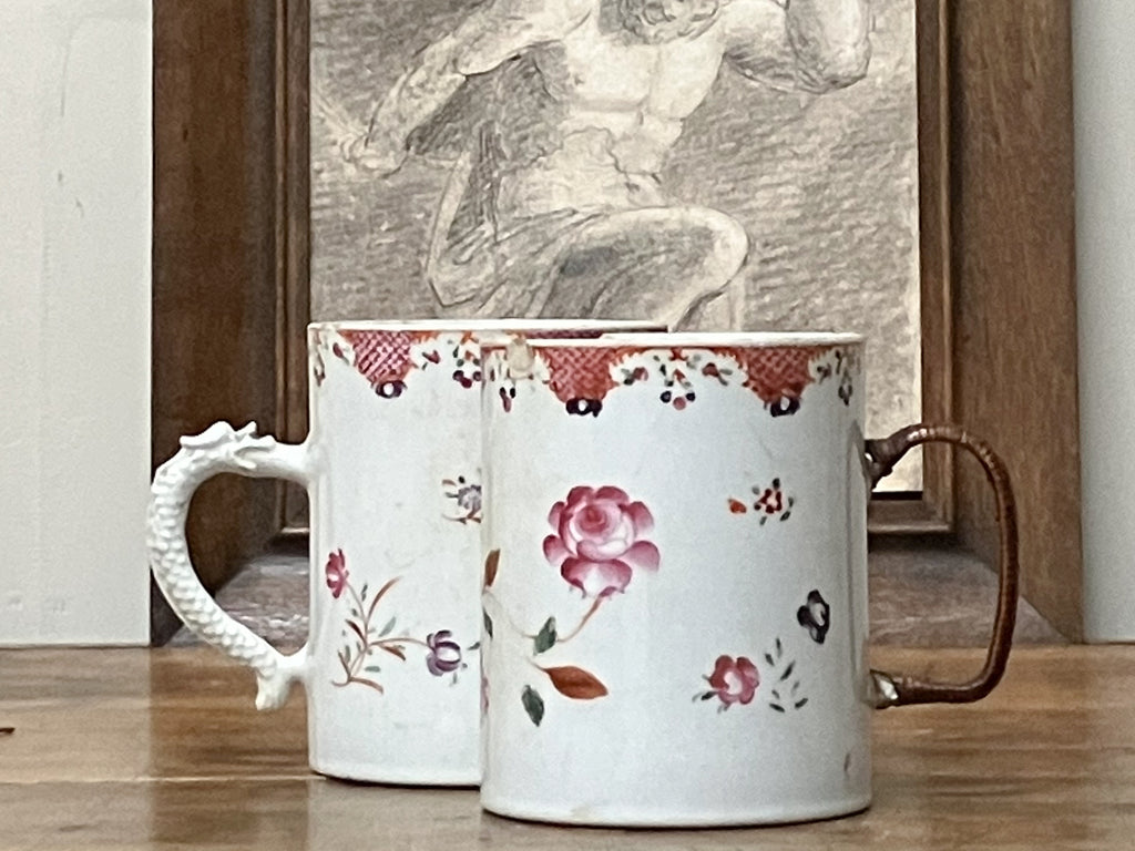 Two Qainlong Period Famille Rose Porcelain Mugs